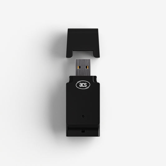 A SIM card reader photographed from above at a slight angle