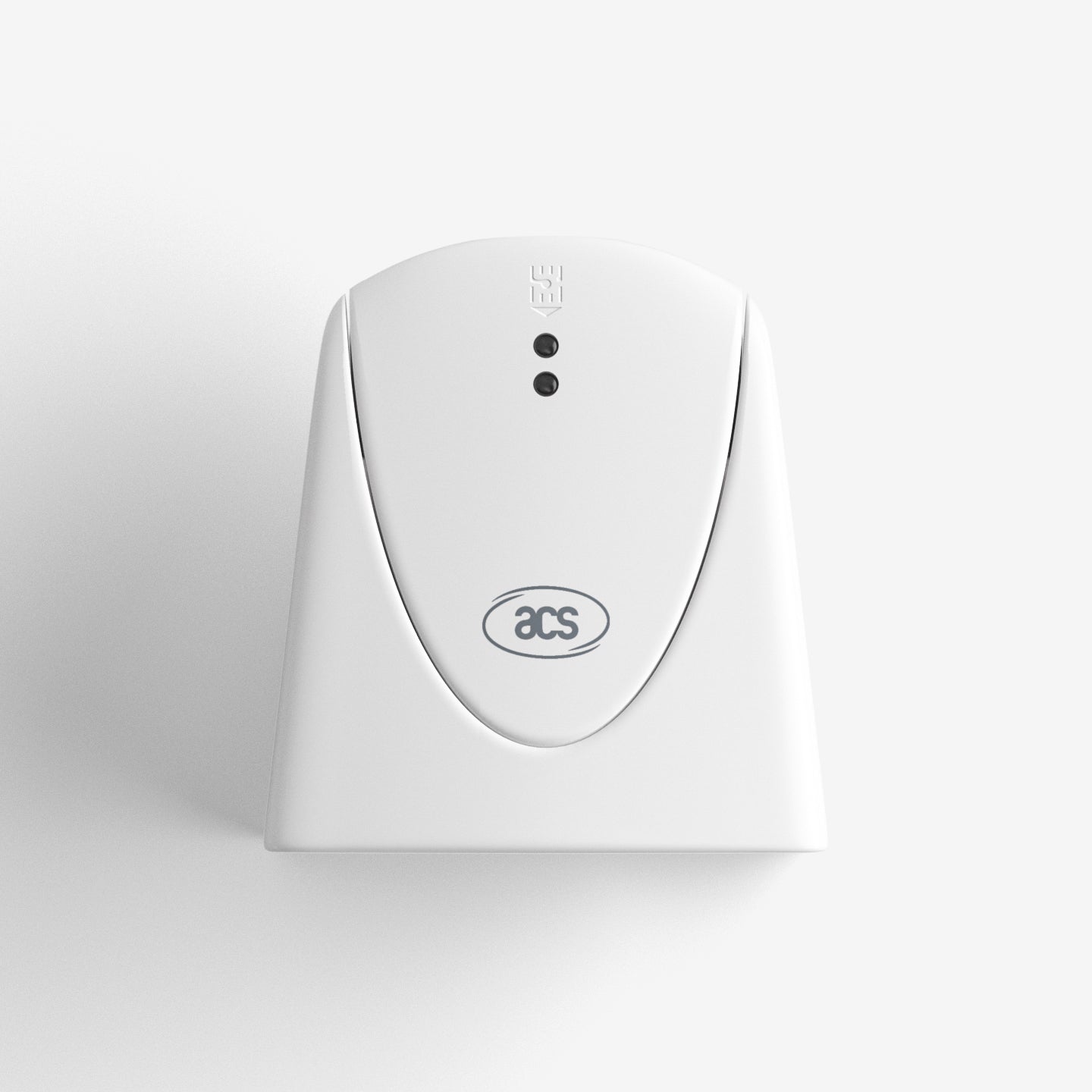 A vertical smart card reader photographed from above