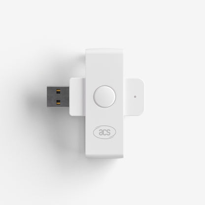 An USB-sized card reader photographed directly from above