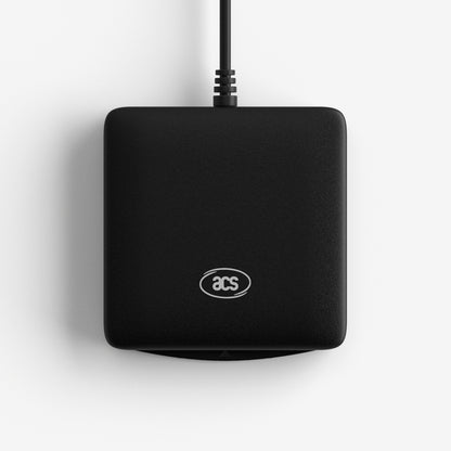 A card reader photographed directly from above